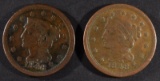 2 1848 LARGE CENTS VF