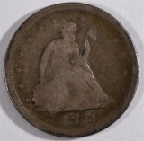 1875-S TWENTY CENT PIECE, VG -NICE