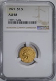 1927 $2.50 INDIAN GOLD NGC AU 58