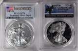 AMERICAN SILVER EAGLES; BOTH PCGS