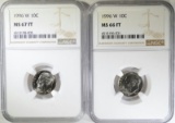 ( 2 ) NGC GRADED1996-W ROOSEVELT DIMES: 1-MS-66