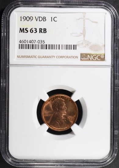 1909 VDB LINCOLN CENT NGC MS63 RB