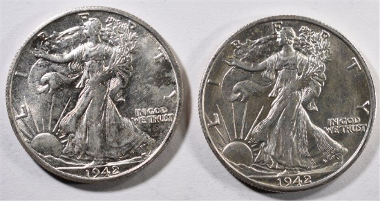 2-1942-S CH BU WALKING LIBERTY HALF DOLLARS