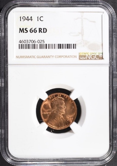 1944 LINCOLN CENT, NGC MS-66 RED