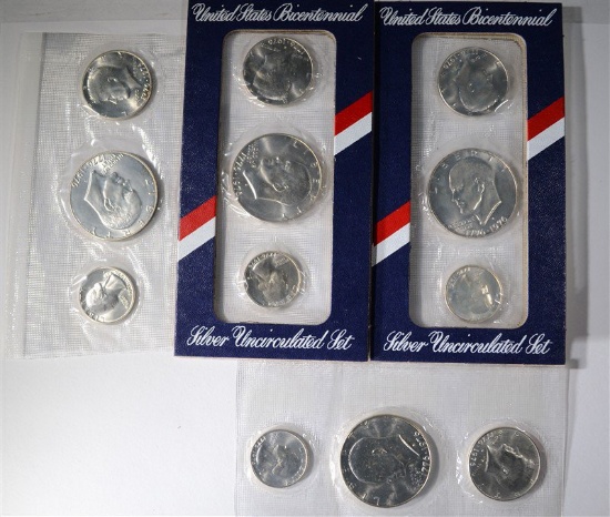 4 - 1976 3pc SILVER BU BICENTENNIAL SETS