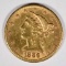 1886-S $5 GOLD LIBERTY XF-AU
