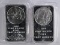2-DIFFERENT FIVE OUNCE .999 SILVER BARS