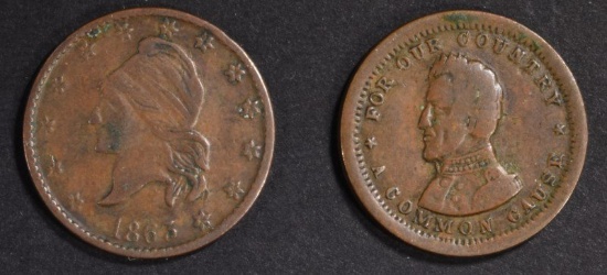 (2) CIRCULATED CIVIL WAR TOKENS