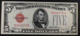 1928 E $5 LEGAL TENDER RED SEAL GEM CU