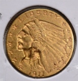 1911 $2 ½ GOLD INDIAN HEAD CU BU