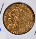 1915 $2 ½ GOLD INDIAN HEAD CH BU+