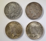 4-CIRC 1924 PEACE SILVER DOLLARS