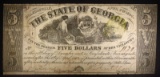 1864 STATE of GEORGIA FIVE DOLLAR NOTE