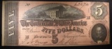1864 CONFEDRATE STATES AMERICA FIVE DOLLAR
