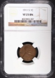 1911-S LINCOLN CENT NGC VF25BN