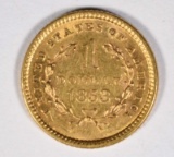 1853 $1 GOLD LIBERTY T-1 AU/UNC