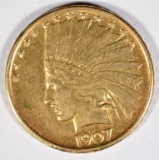 1907 $10 GOLD INDIAN XF-AU