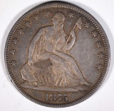 1875 SEATED LIBERTY HALF DOLLAR AU/UNC
