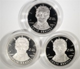 (3) 2009 Louis Braille Proof Silver Dollars