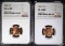 1936 & 1941-S LINCOLN CENTS NGC MS66 RD