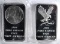 2-DIFFERENT FIVE OUNCE ,999 SILVER BARS