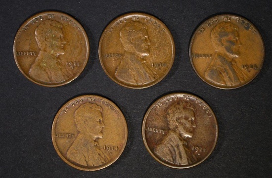 5 SEMI-KEY LINCOLN CENTS: