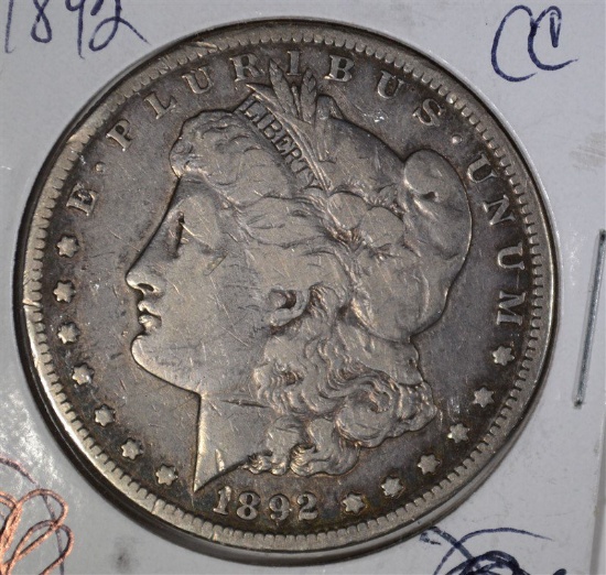 1892-CC MORGAN DOLLAR F-VF