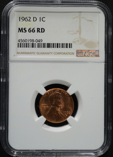 1962-D LINCOLN CENT, NGC MS-66 RED