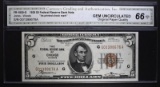 1929 $5 FEDERAL RESERVE BANK NOTE CGA 66-OPQ