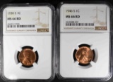 1938-S & 1946-S LINCOLN CENTS NGC MS66 RD
