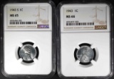 1943 NGC MS66 & 1943-S NGC MS65 LINCOLN CENTS