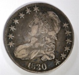 1830 BUST HALF DOLLAR, VF+ NICE