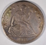 1862 LIBERTY SEATED DOLLAR XF-AU  RARE!