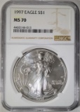 1997 AMERICAN SILVER EAGLE NGC MS-70
