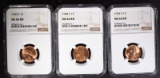 1946-S, 1948-S, 1954-S LINCOLN CENTS NGC MS66 RD