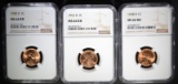 1948-D, 1952-D, 1958-D LINCOLN CENTS NGC MS66 RD