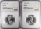 1945-S & 1954-S WASHINGTON QUARTERS, NGC MS-66