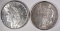 1881-S & 1887 MORGAN SILVER DOLLARS, CH BU