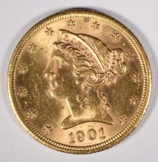 1901-S $5.00 GOLD LIBERTY CH BU