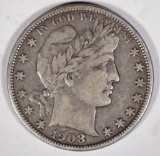 1908-O BARBER HALF DOLLAR  ORIGINAL XF