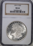 1921-D MORGAN DOLLAR NGC MS 64