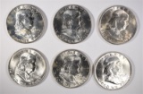 4-1960-D & 2-61-D BU FRANKLIN HALF DOLLARS