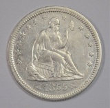 1855 WITH ARROWS SEATED QUARTER, AU/BU