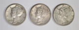 3 MERCURY DIMES: 2 1917-S AU & 1919-D AU