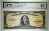 1922 $10.00 GOLD CERTIFICATE-PMG VF 20