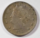 1883 WITH CENTS LIBERTY V-NICKEL, CH AU ORIGINAL