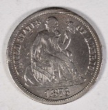 1876-CC SEATED LIBERTY DIME XF