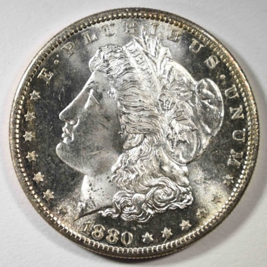 1880-S MORGAN DOLLAR, CH BU PL