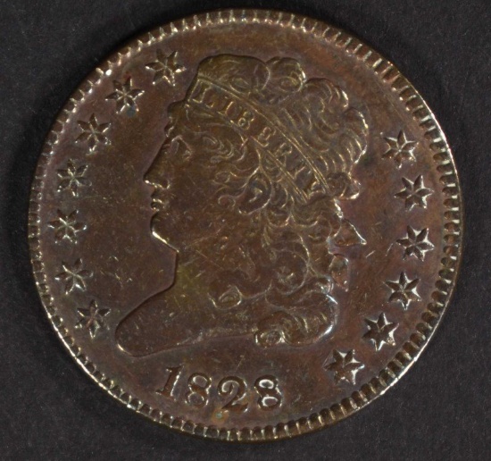 1828 HALF CENT VF CLEANED