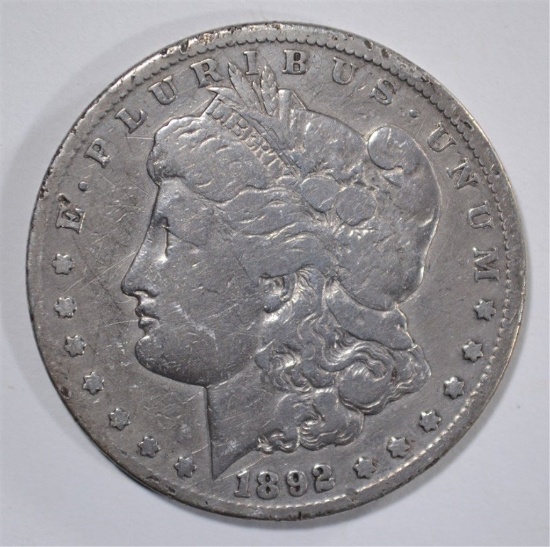 1892-CC MORGAN DOLLAR, FINE KEY COIN